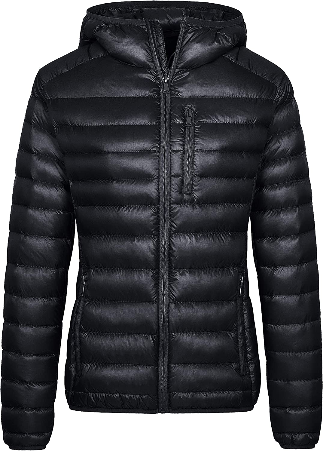 Wantdo Women's Packable Down Jacket Lightweight Puffer Jacket Hooded Winter Coat