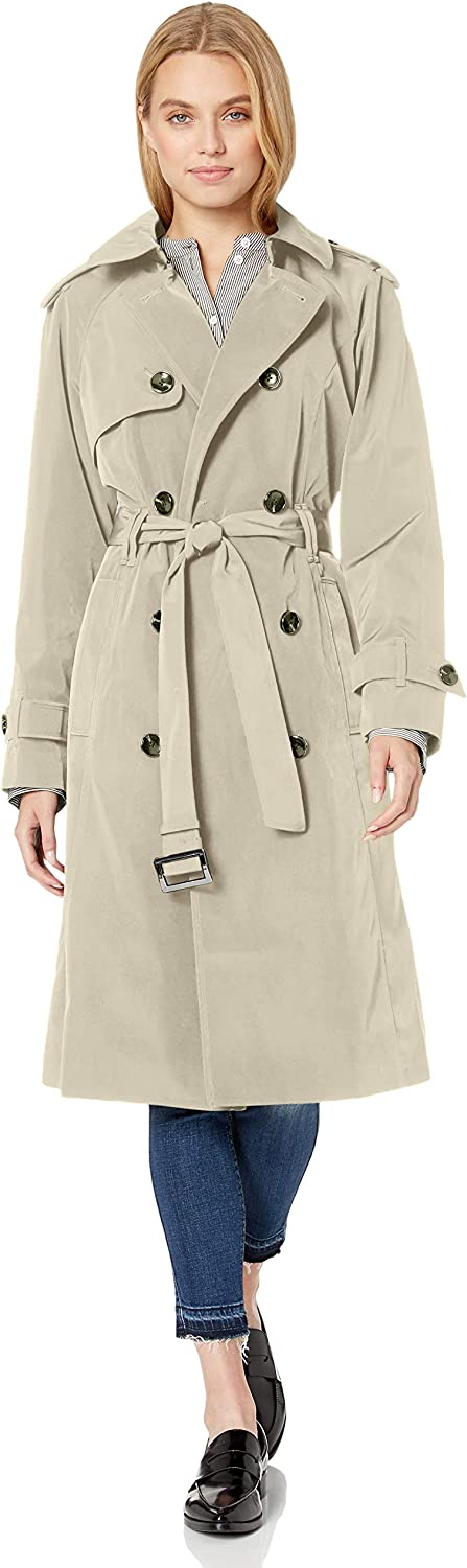 London Fog Women's 3/4 Length Double-Breasted Trench Coat with Belt