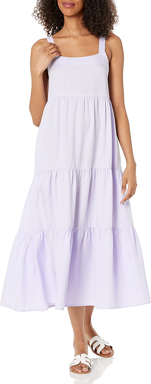 Women's Britt Tiered Maxi Tent Dress, Dusty Purple, XL