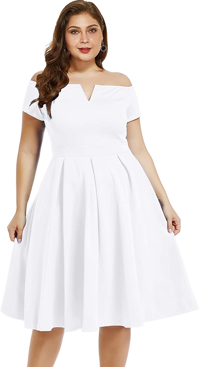Women's Plus Size Vintage 1950s Party Cocktail Wedding Swing Midi Dress