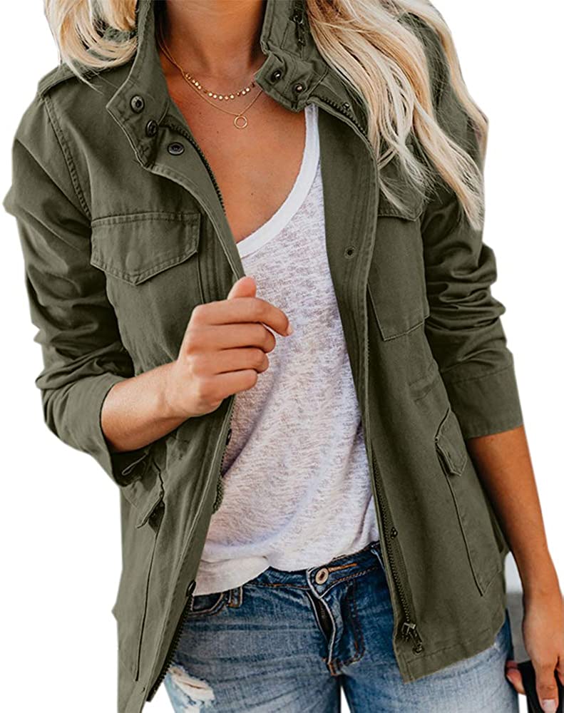 Womens Military Anorak Sleeveless Vest Safari Utility Zip Up Lightweight Hoodies Jacket with Pockets
