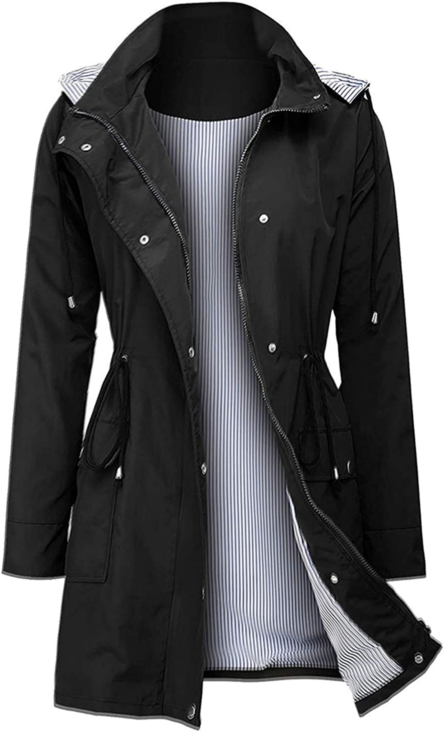 Arthas Women Light Rain Jacket Waterproof Active Outdoor Trench Raincoat with Hood Lightweight Plus Size for Girls