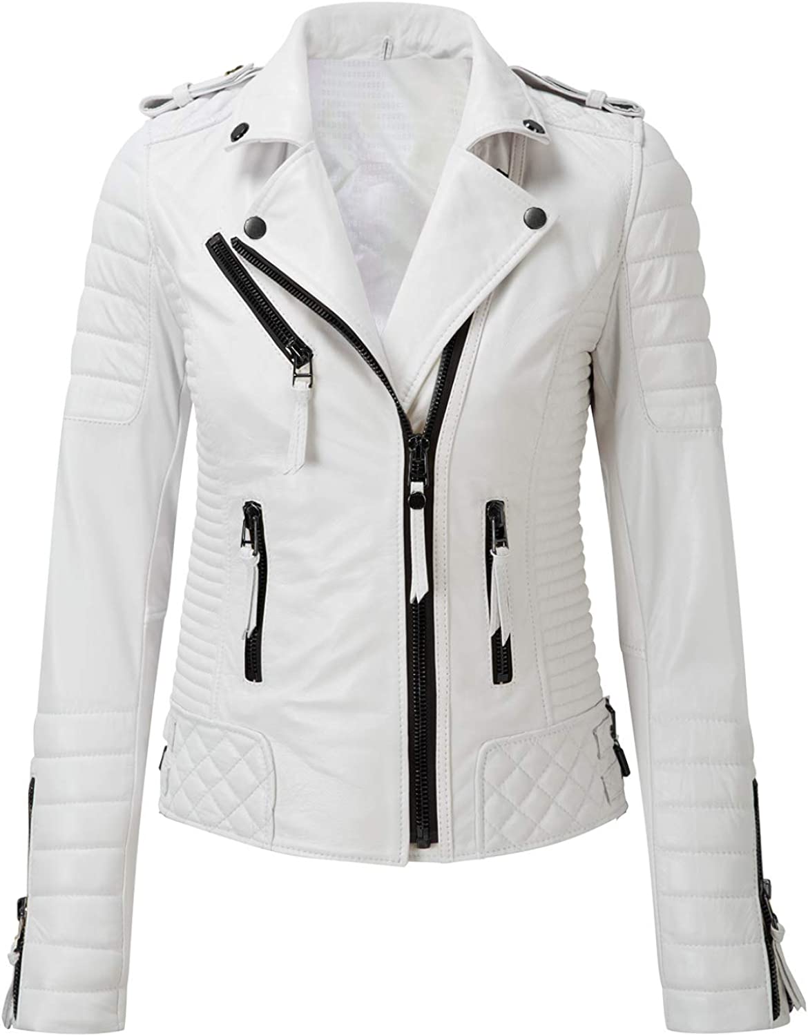 ABILEM Women's Leather Jacket Motorcycle Bomber Biker Genuine Lambskin Leather Jacket for Women 01