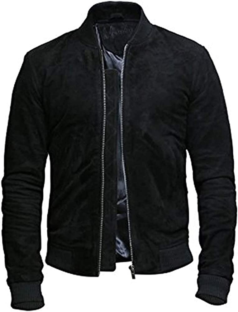 BRANDSLOCK Mens Genuine Leather Jacket Exclusive Varsity
