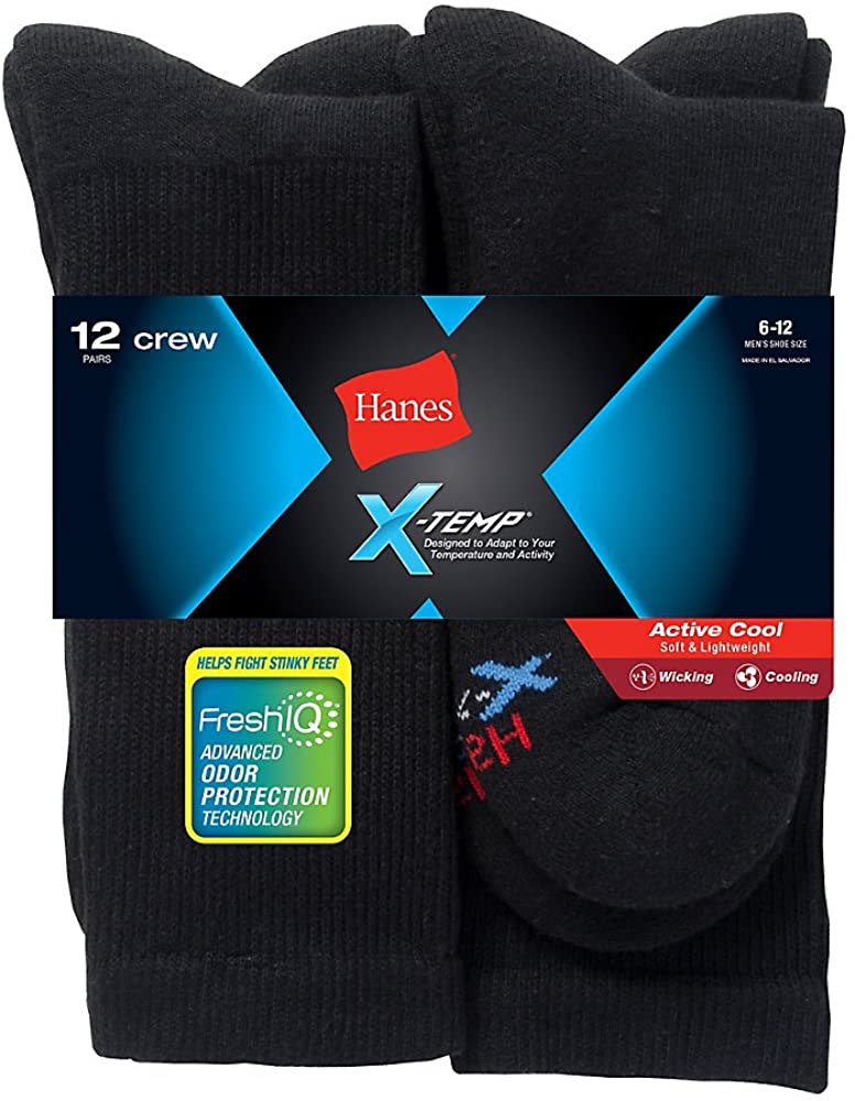 Freshiq X-Temp Active Cool Crew Socks 12-Pack