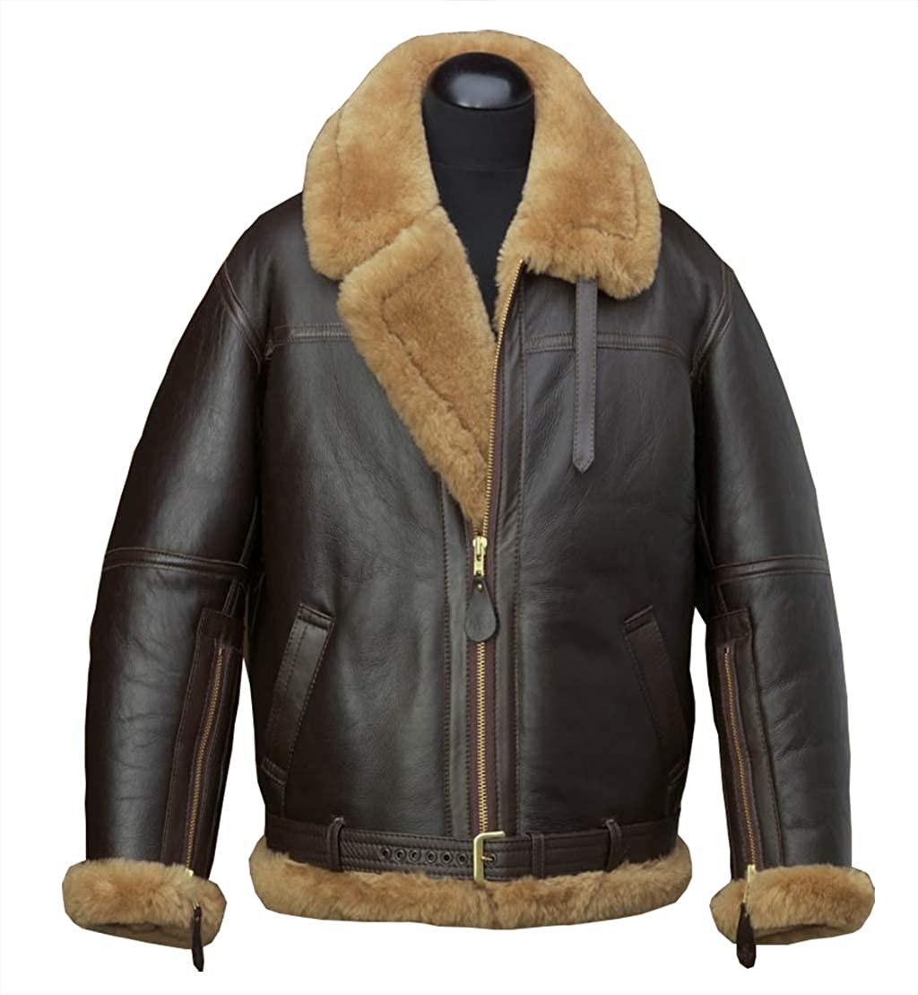B3 Men Real Shearling Sheepskin WW2 flying Aviator RAF Bomber Jacket
