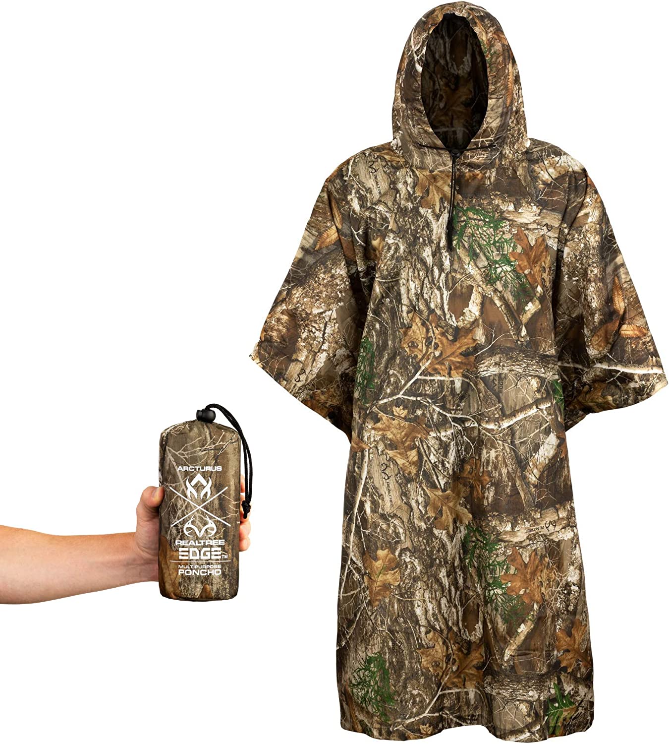 Arcturus Lightweight Ripstop Nylon Poncho with Adjustable Hood (Realtree EDGE)