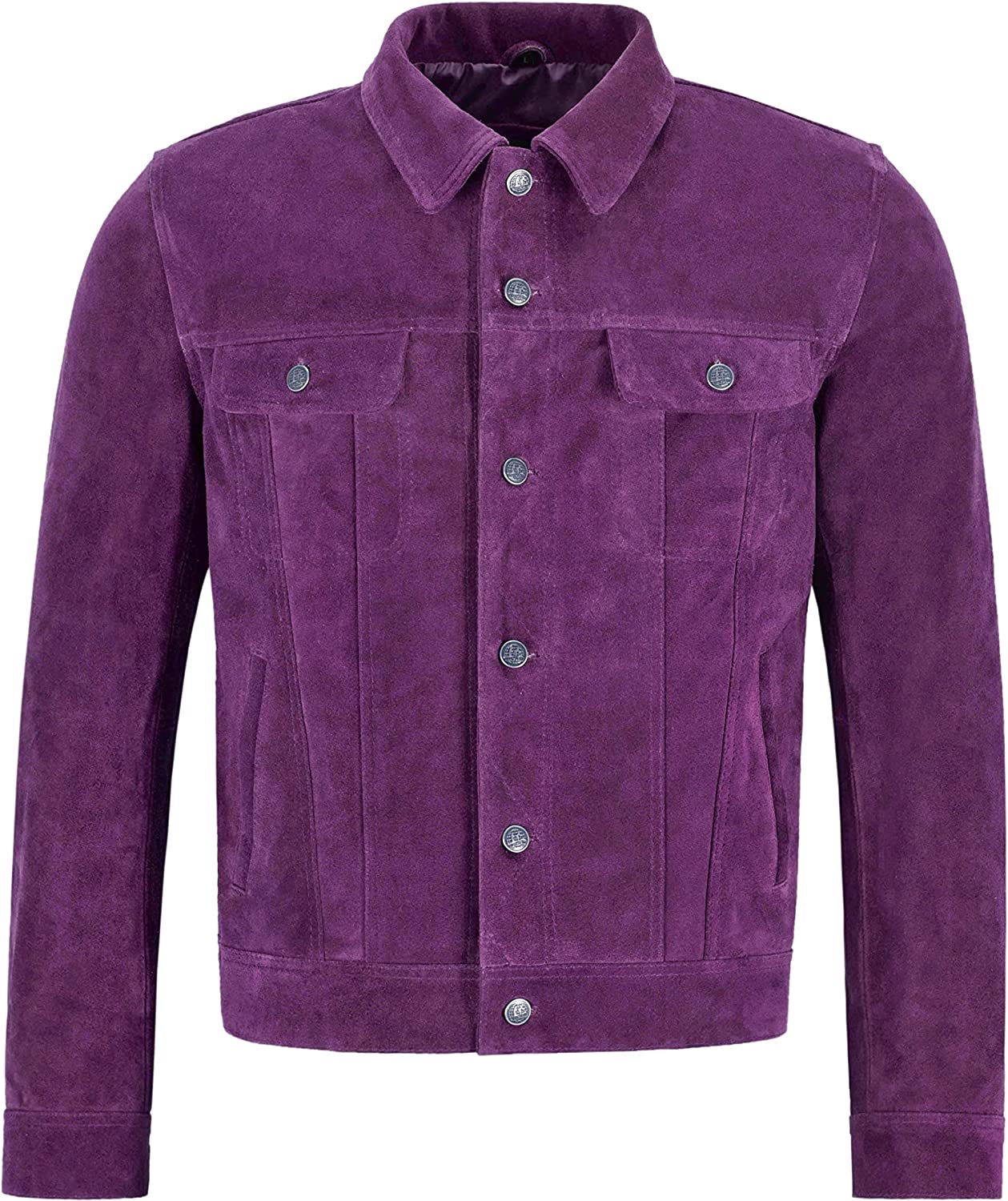 TRUCKER Mens Leather Jacket Purple SUEDE Classic REAL LEATHER JACKET 1280