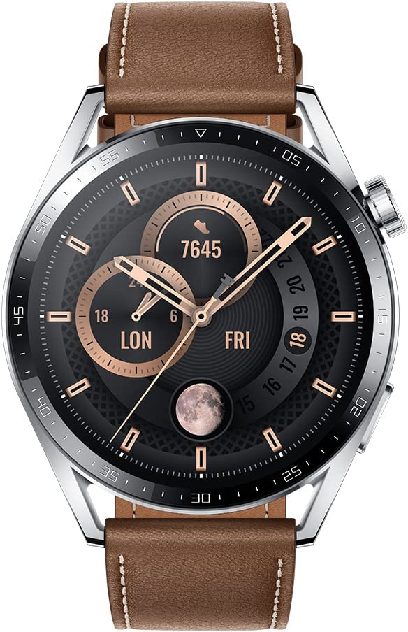 HUAWEI Watch GT 3 Classic 46 mm GPS + Bluetooth Smartwatch (Brown) - International Version