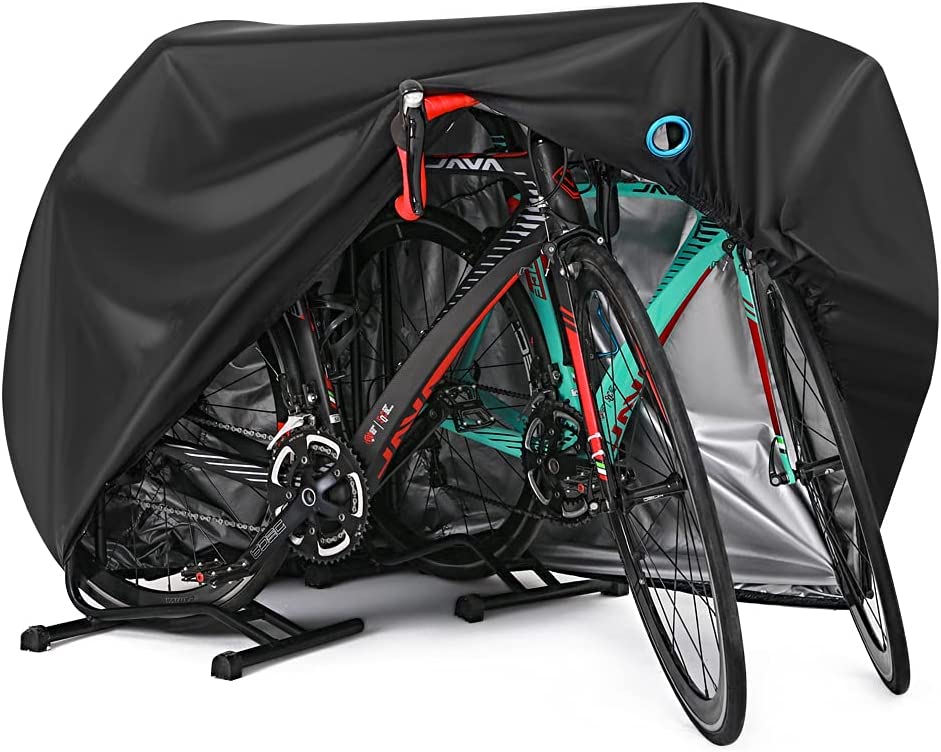 Bike Cover for 2 or 3 Bikes Outdoor Waterproof Bicycle Covers Rain Sun UV Dust Wind Proof with Lock Hole for Mountain Road Electric Bike Heavy Duty Bikes Black