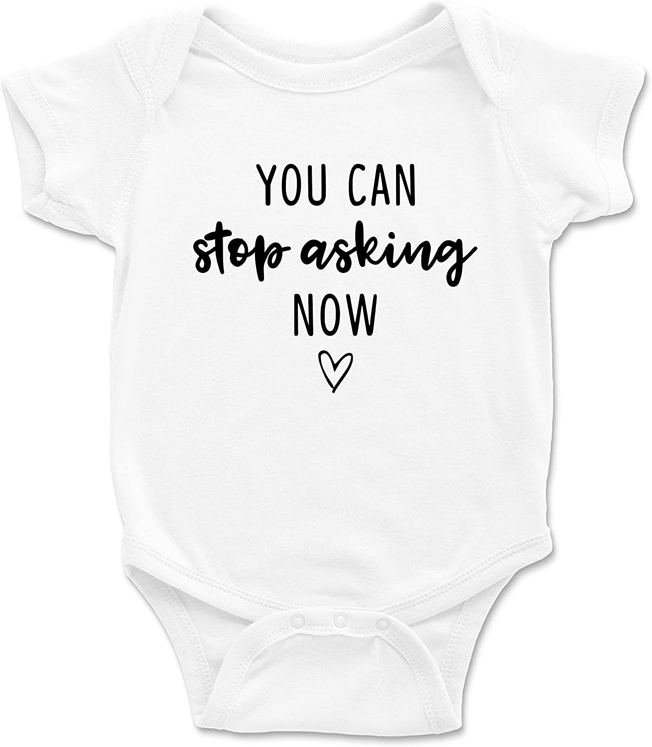 SARBIEN Designs You Can Stop Asking Now Pregnancy Announcement | Baby Reveal One Piece | Funny Pregnant Bodysuit | Romper