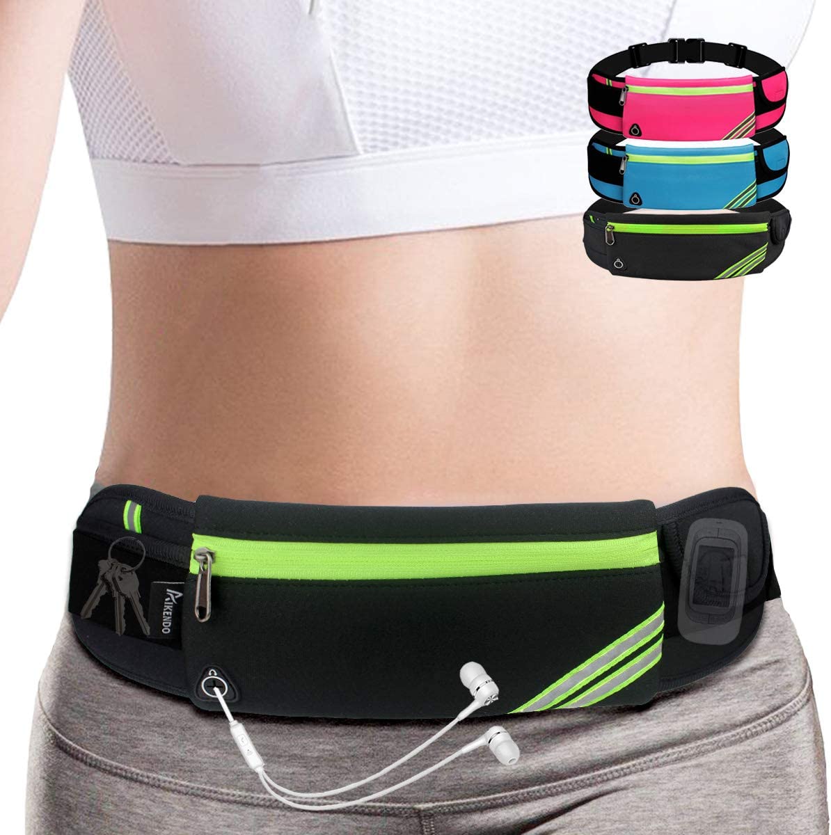 Slim Running Belt Fanny Pack,Waist Pack Bag for Hiking Cycling Workout,Reflective Runners Belt Jogging Pocket Belt Compatible with iPhone13,12 pro,Travelling Money Phone Holder for Running