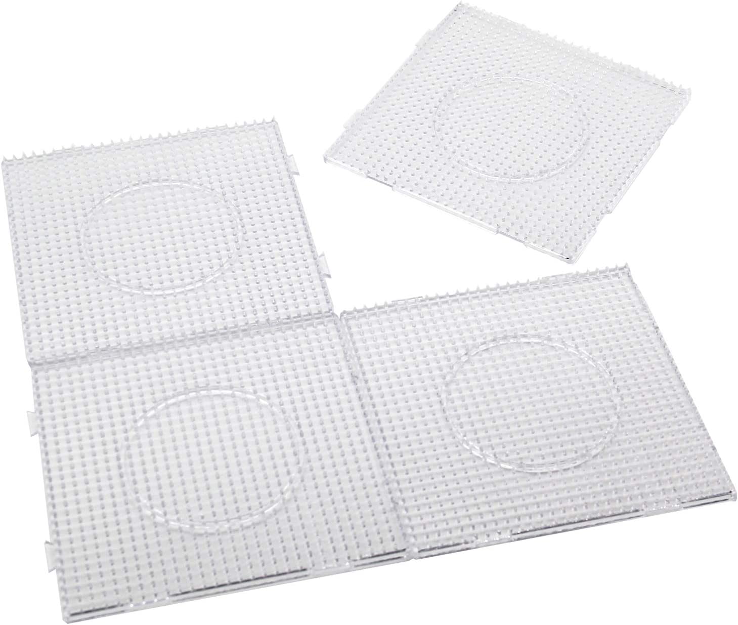 H&W 4PCS 5mm Fuse Beads Boards, Large Clear Pegboards Kits, with Gift 4 Lroning Paper (WA3-Z1)