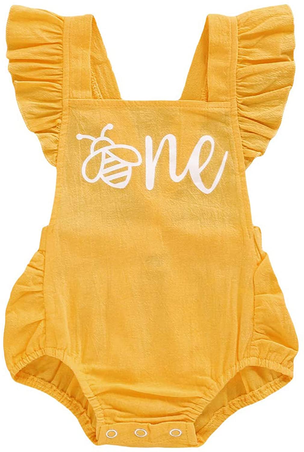 Baby Girls First Birthday Outfits Ruffle 1st Birthday Romper Backless Bodysuit Cake Smash Outfits