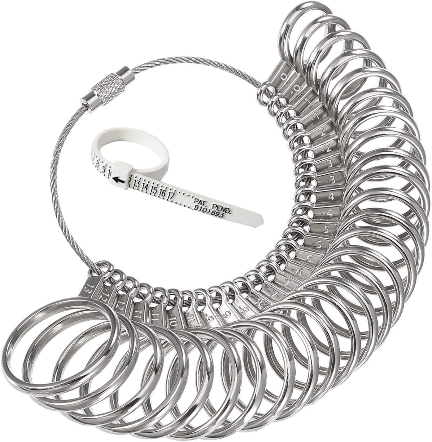 DoGeek Ring Sizer Measuring Tool Set Metal Ring Sizers Stainless Steel Ring Gauges Finger Sizer & Ring Mandrel Aluminuml (Size 1-13), (Ring)