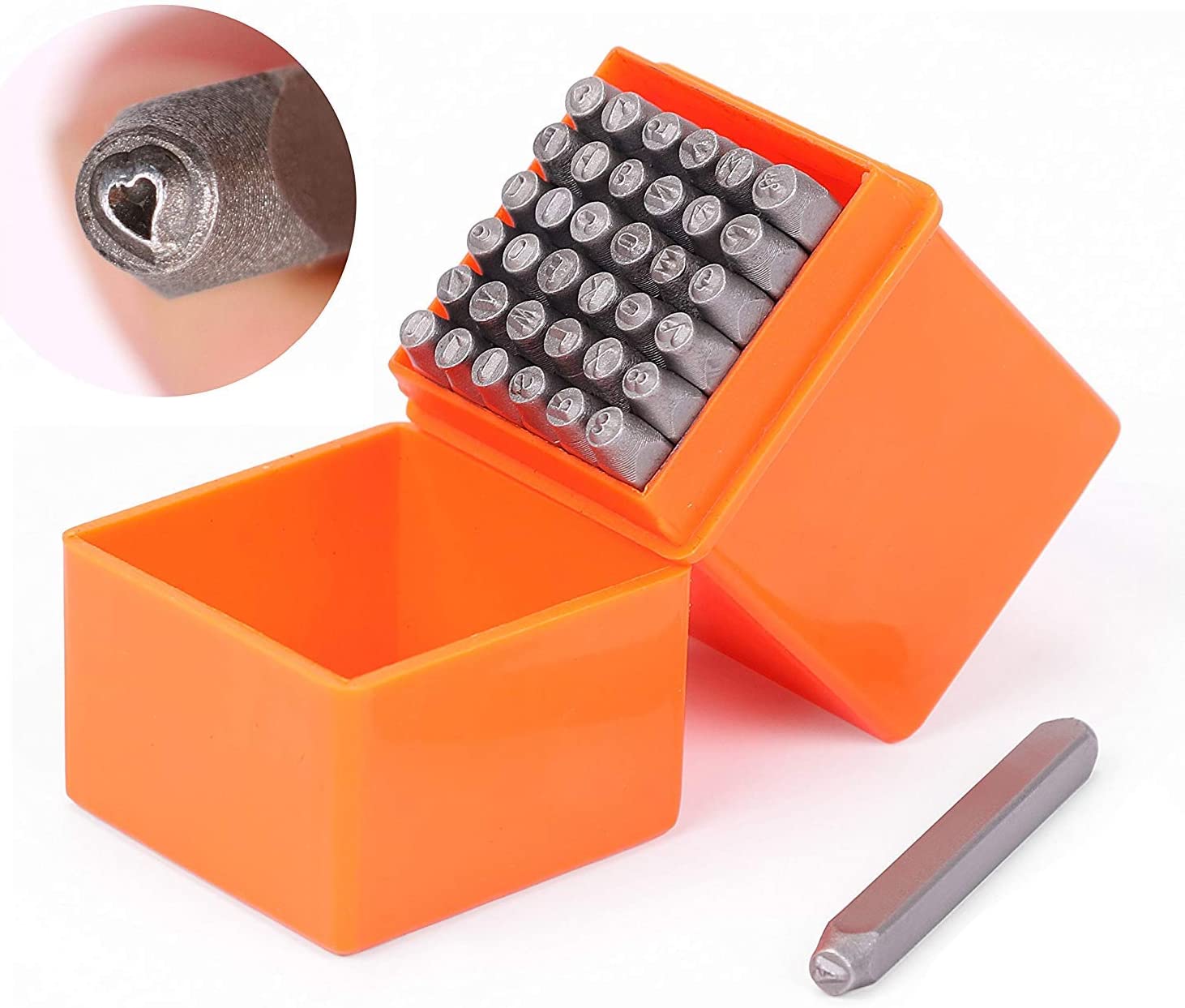 HORUSDY 37-Piece Number and Letter Stamp Set 1/8 (3mm) (A-Z & 0-9 + Love) Punch Perfect for Imprinting Metal, Plastic, Wood, Leather.