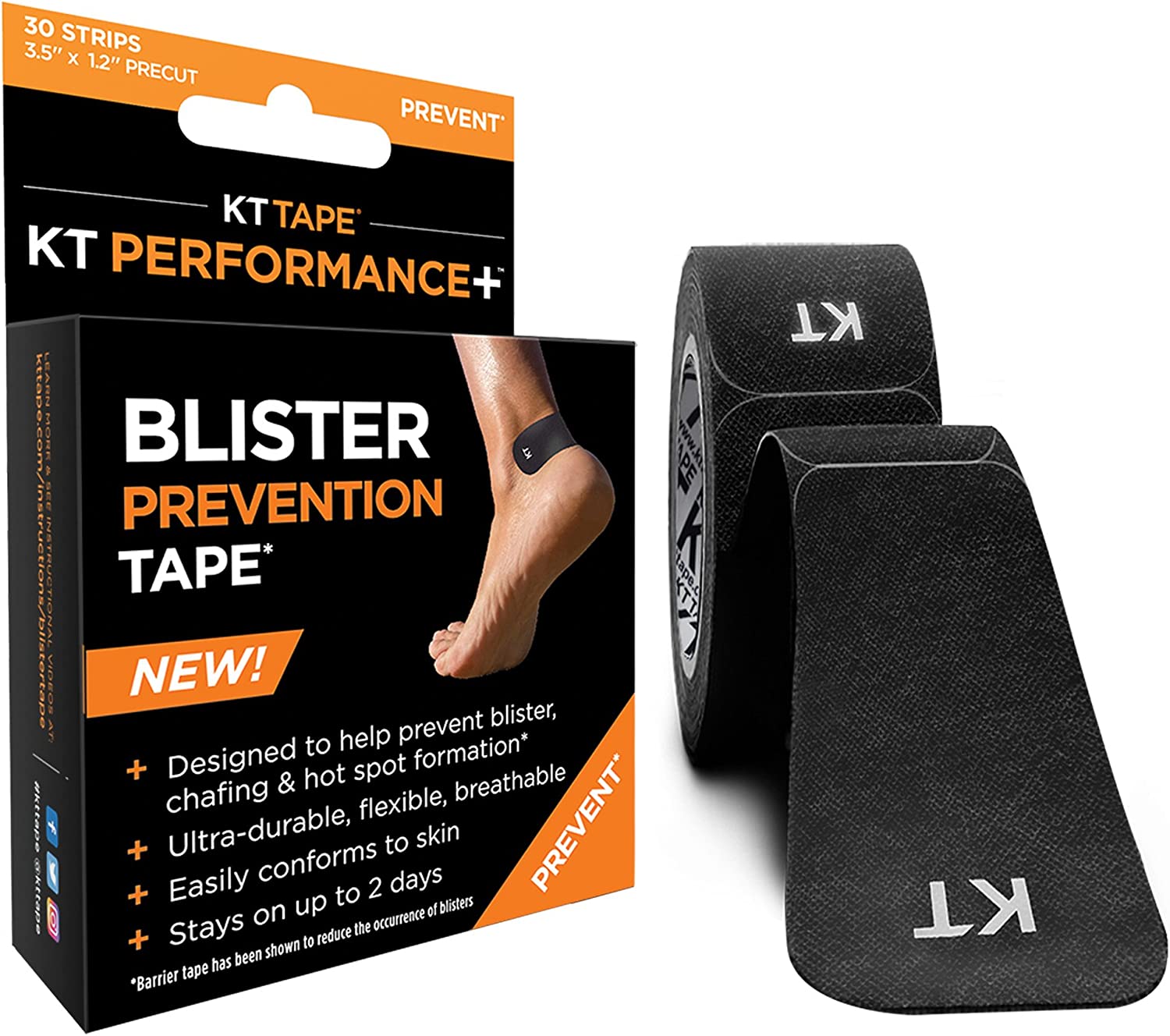 KT Tape KT Performance+ Blister Prevention Tape, Designed for Athletes, Breathable, Durable, Conforming, Precut 3.5 Inch Strips