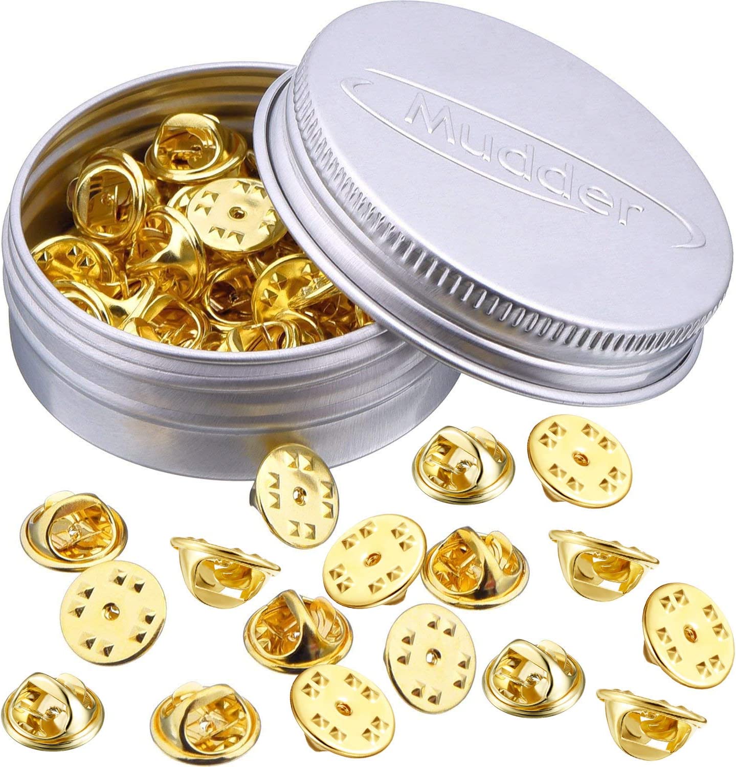Brass Clutch Badge Insignia Clutches Pin Backs Replacement (Gold, 50 Pieces)