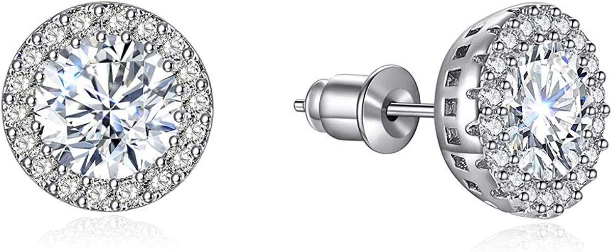 Stud Earrings Earrings for Girls Fashion Jewelry Cubic Zirconia Halo Earrings for Women Men