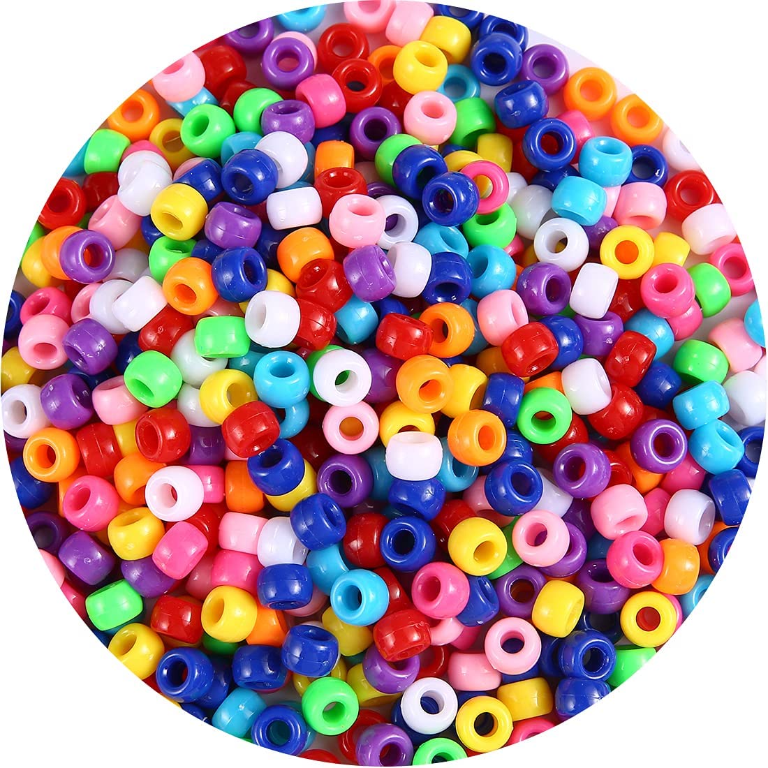 1000+ pcs Pony Beads, Multi-Colored Bracelet Beads, Beads for Hair Braids, Beads for Crafts, Plastic Beads, Hair Beads for Braids (Medium Pack, Classic)