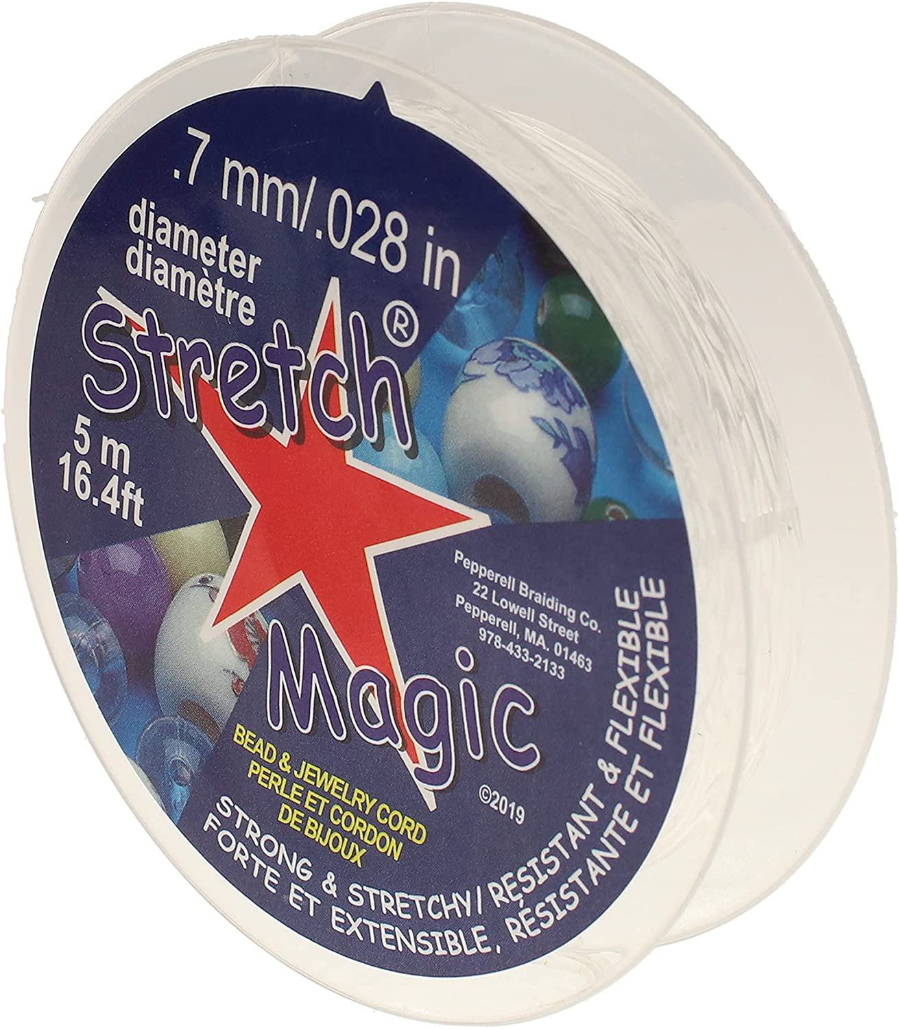 Pepperell SMF-1-5 0.7mm Stretch Magic Bead and Jewelry Cord, 5m, Clear