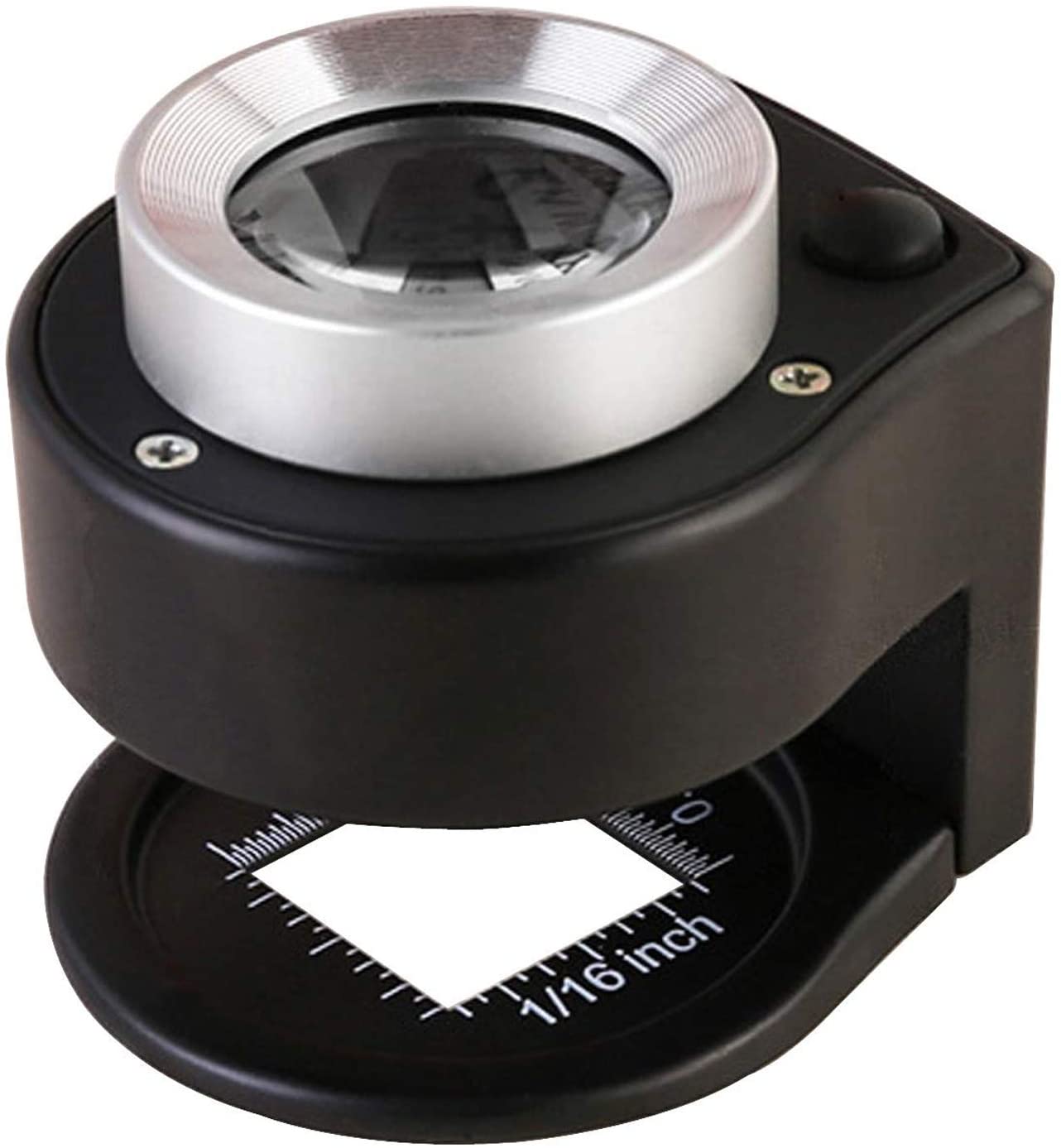 30X Loupe Magnifier with 6 Light,Desktop Portable Metal Magnifier Folding Scale Sewing Magnifing Glass for Textile Optical Jewelry Tool Coins Currency (Black)