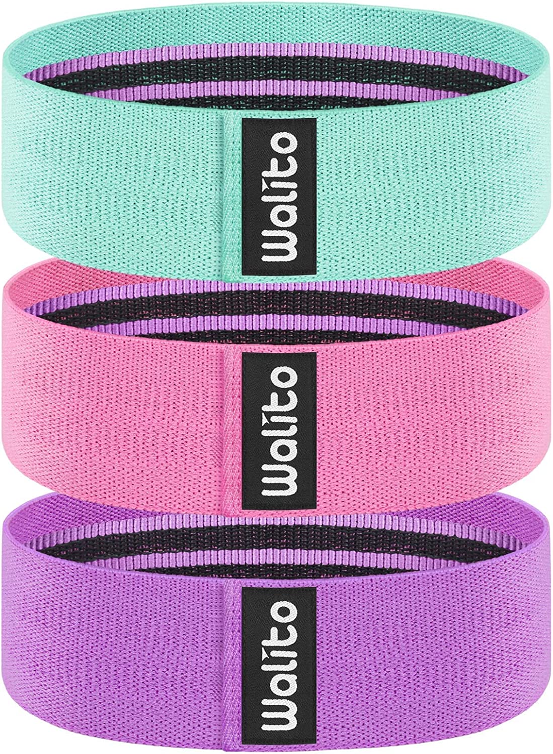WALITO Resistance Bands for Legs and Butt, Fabric Exercise Loop Bands Yoga, Pilates, Rehab, Fitness and Home Workout, Strength Bands for Booty