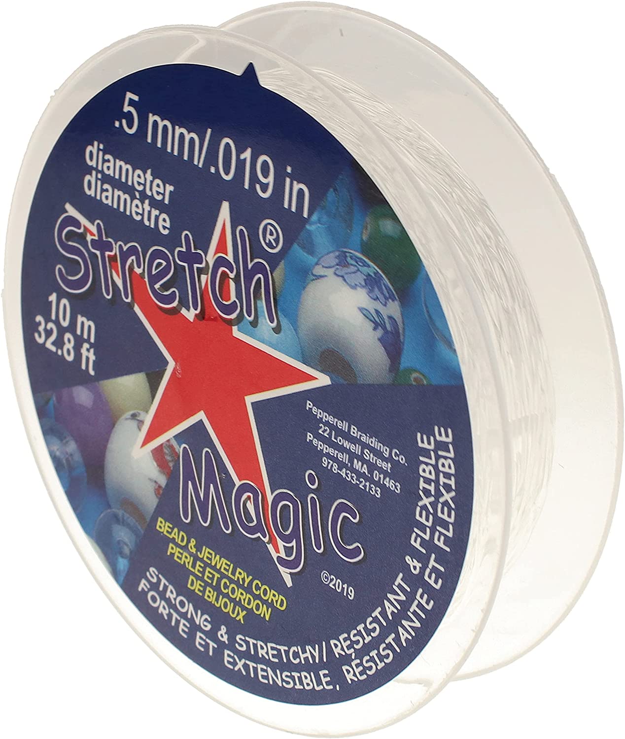 Stretch Magic Bead & Jewelry Cord - Strong & Stretchy, Easy to Knot - Clear Color - 0.5mm diameter - 10-meter (32.8 ft) spool - Elastic String for making beaded jewelry