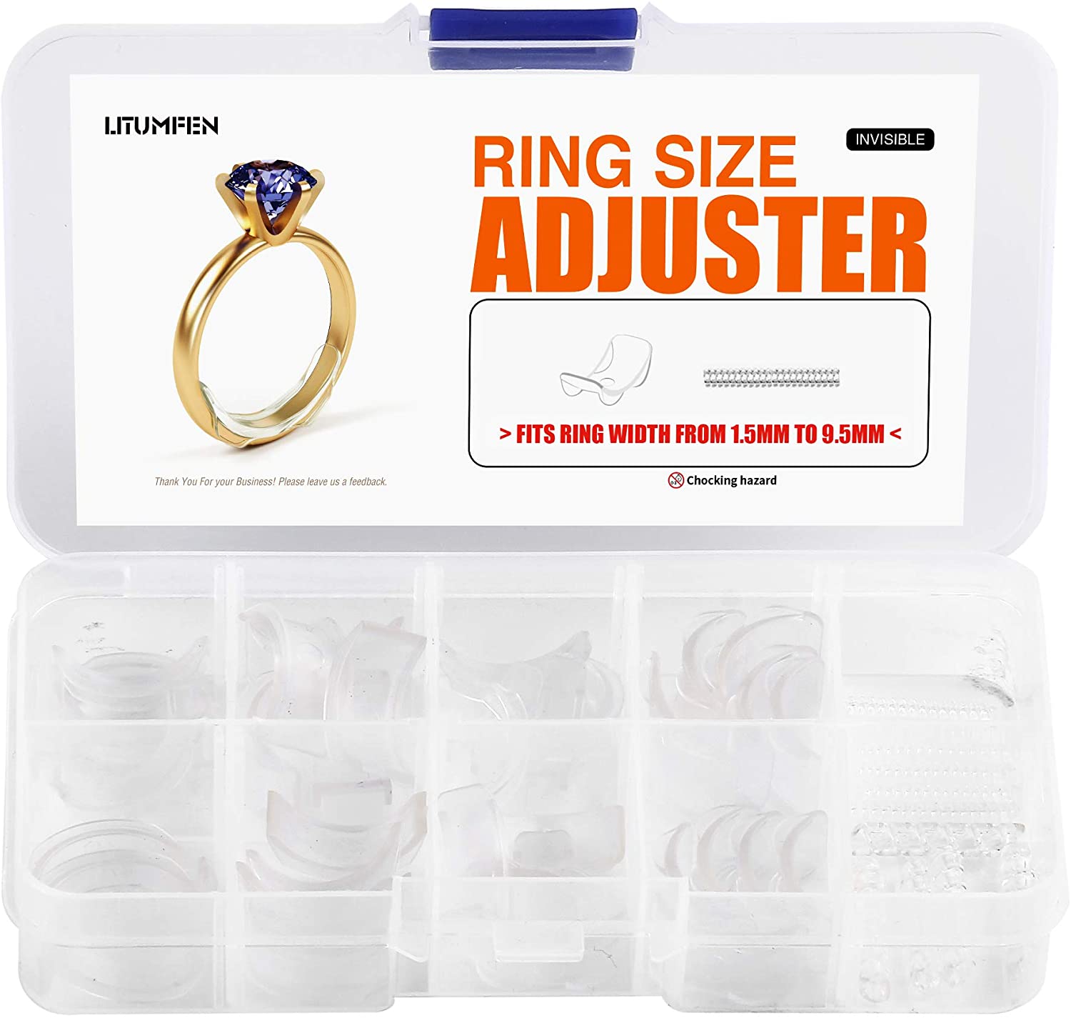 Ring Size Adjuster for Loose Rings - 60Pack, 2 Styles, Ring Guard, Ring Sizer, 10 Sizes Fit for Man and Woman Ring