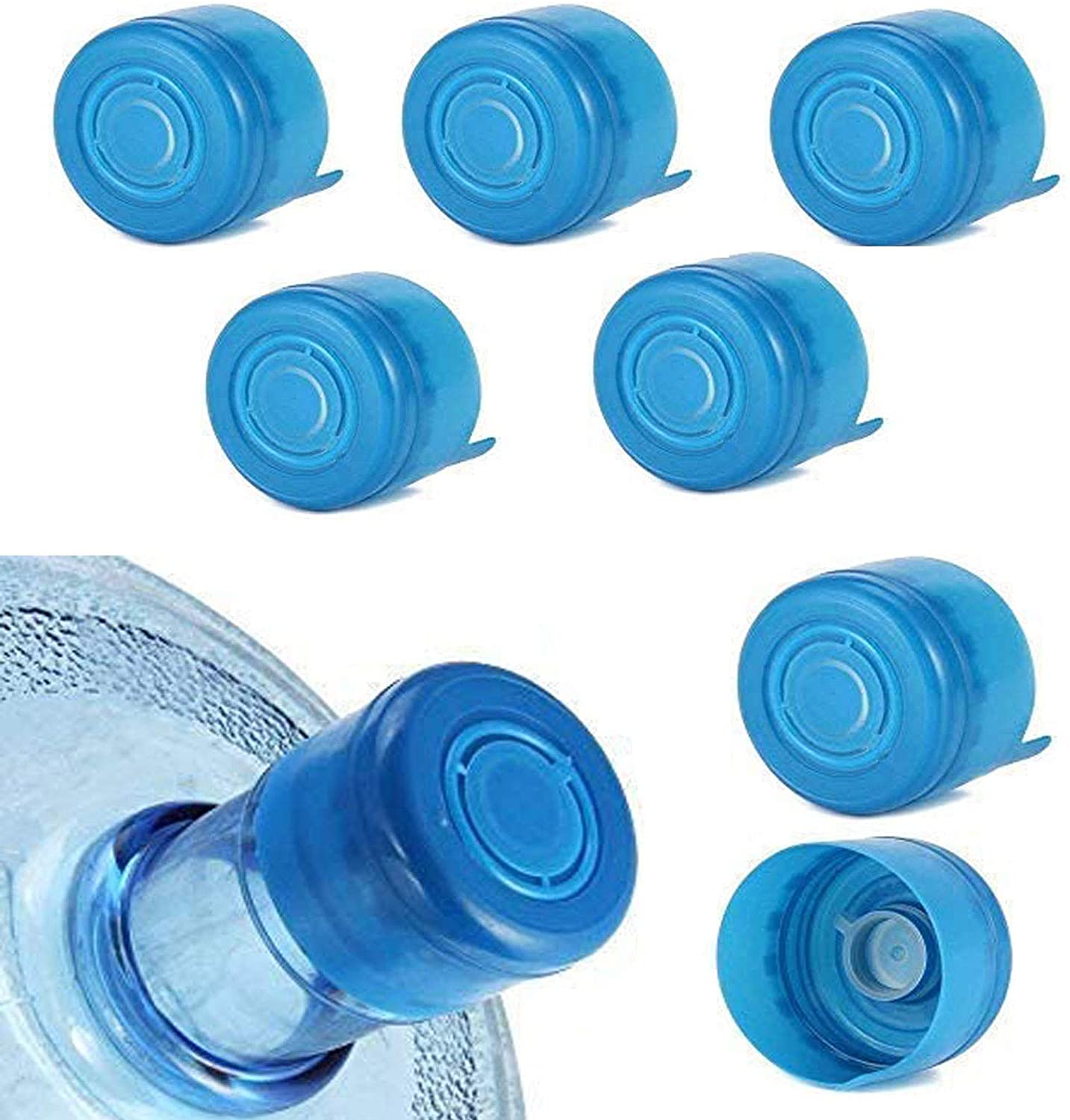 WINBOB 5PCS 55mm 3 and 5 Gallon Non-Spill Caps,Replacement Water Bottle Snap On Cap Anti Splash Peel 5 Piece