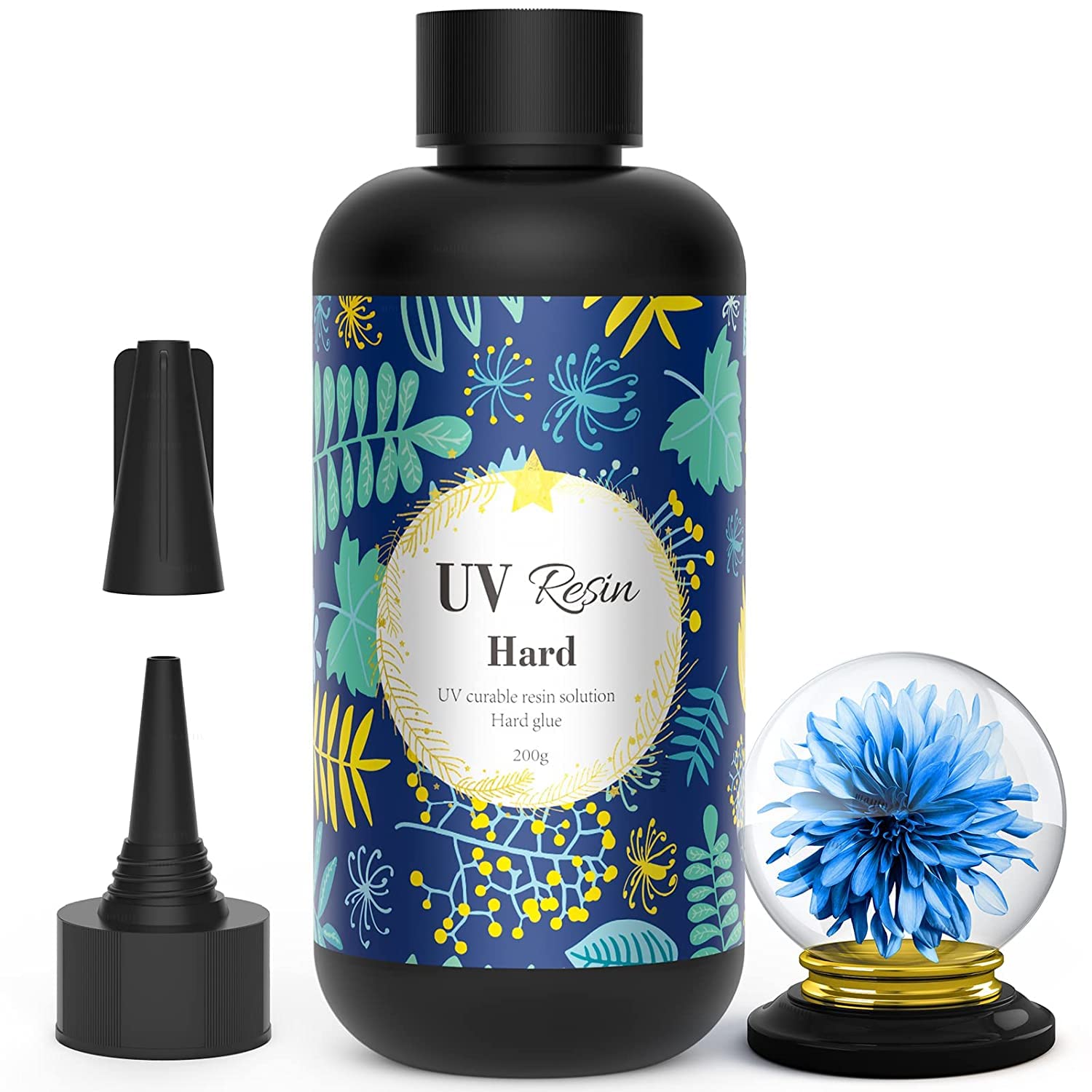 UV Resin for Jewelry Making - Upgraded 200g Ultraviolet Epoxy Resin Non-Toxic Crystal Clear Hard Glue Solar Cure Sunlight Activated Resin for DIY Craft Decoration, Casting & Coating