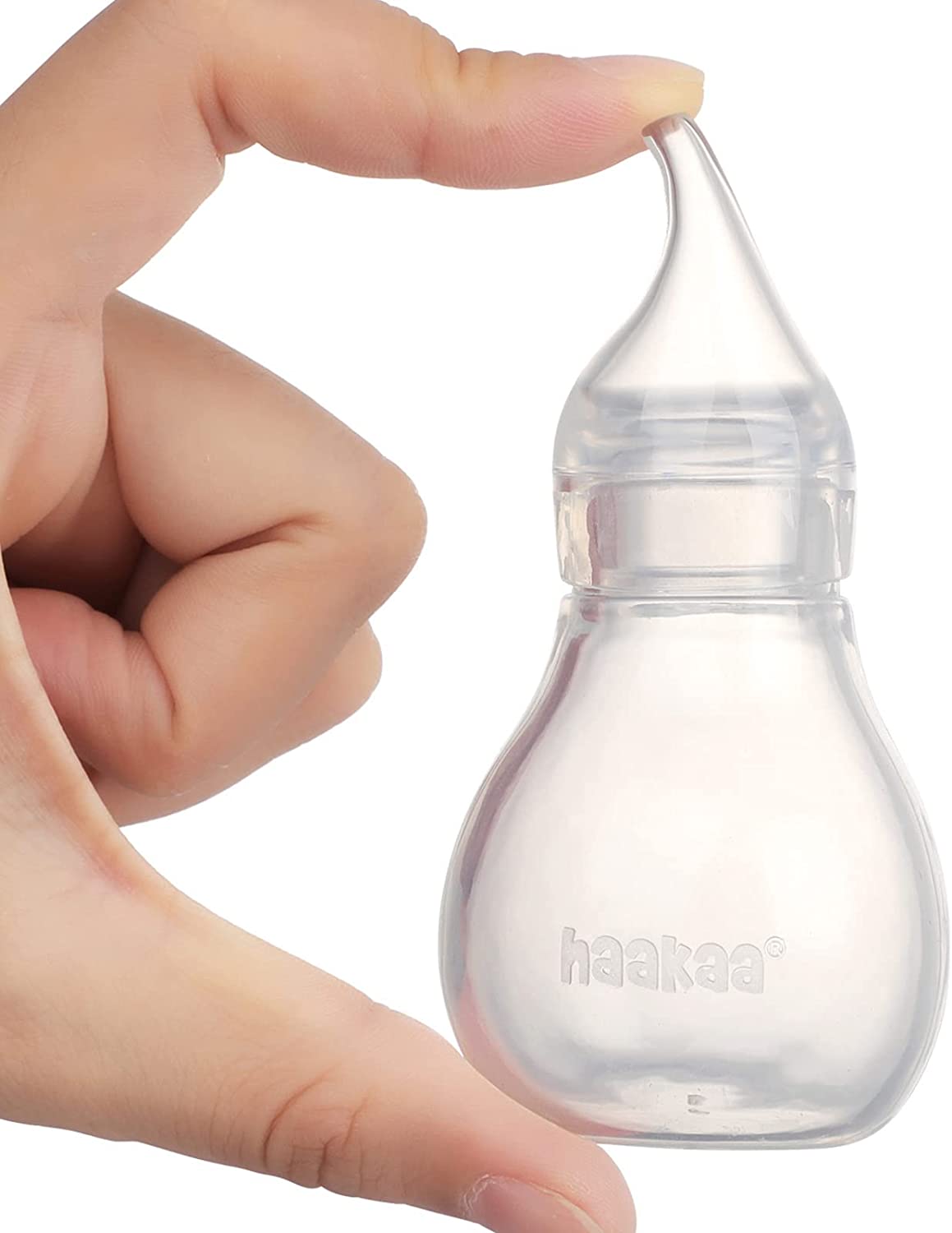 haakaa Silicone Baby Nasal Aspirator| Safe Baby Nose Cleaner| Easy-Squeeze Nose & Ear Bulb Syringe, 0m+ Newborn,Toddler -Transparent