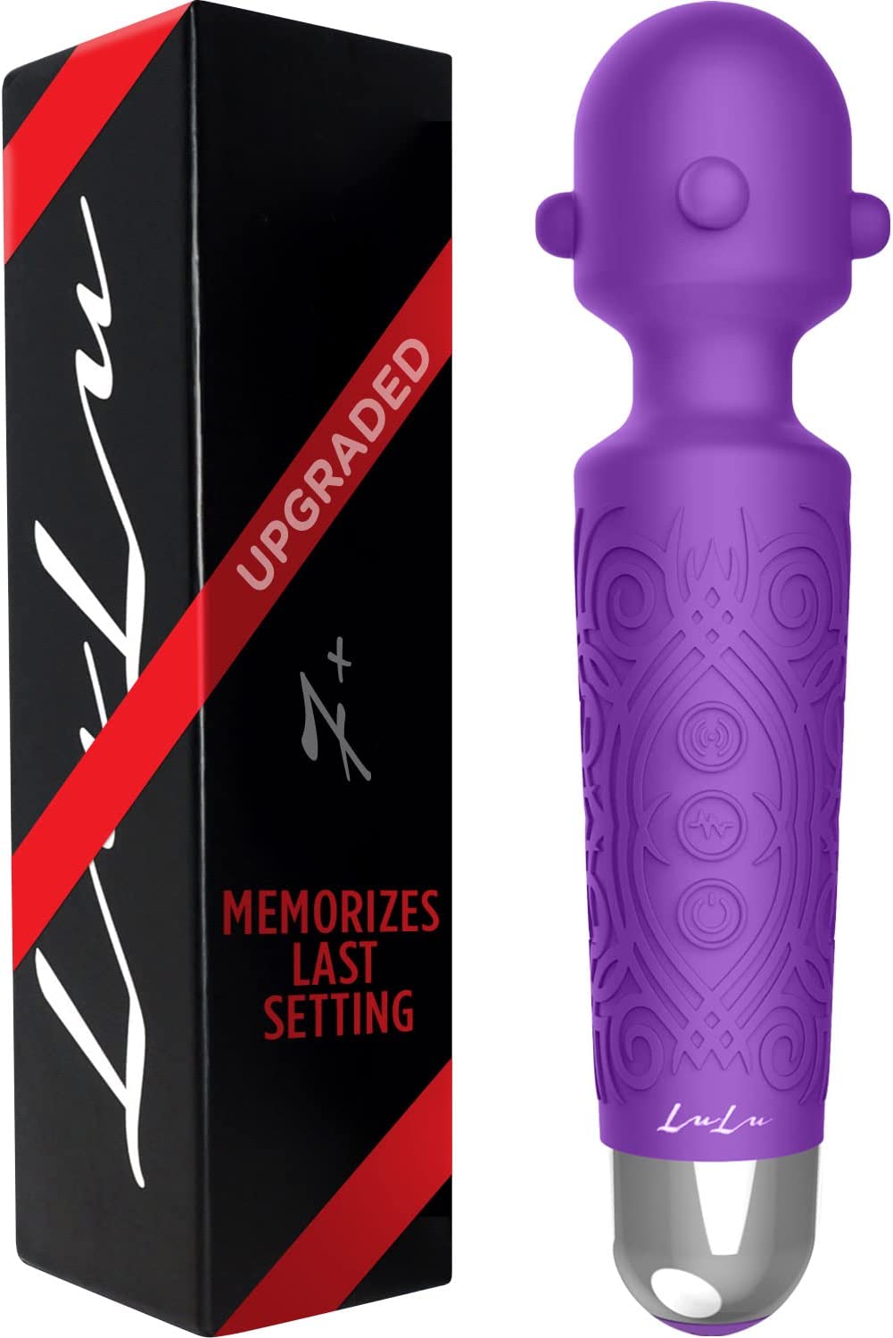 LuLu 7+ Powerful Handheld Electric Back Massager for Women - Strong Personal Magic Massage for Sports Recovery, Muscle Aches, & Body Pain - 20 Patterns & 5 Speeds - Purple