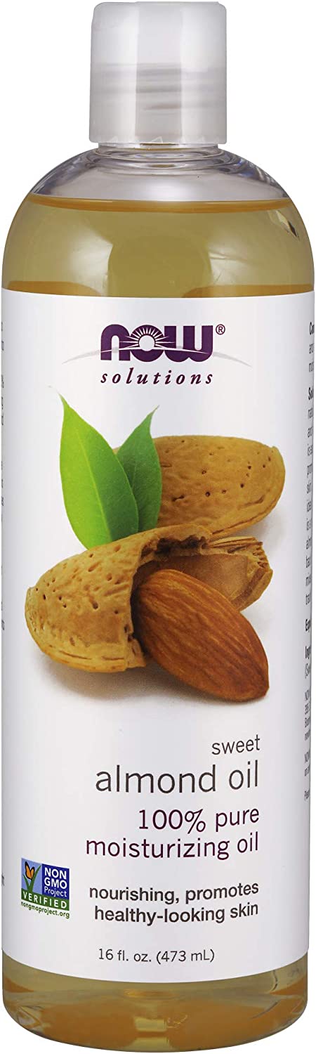 NOW Solutions, Sweet Almond Oil, 100% Pure Moisturizing Oil, Promotes Healthy-Looking Skin, Unscented Oil, 16-Ounce
