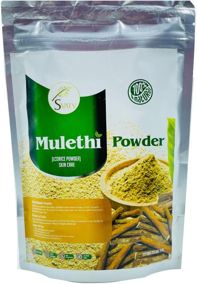 SVATV Licorice Powder | Pure Glycyrrhiza glabra | Mulethi | Yashtimadhu - Size - 227 Grams Half Pound