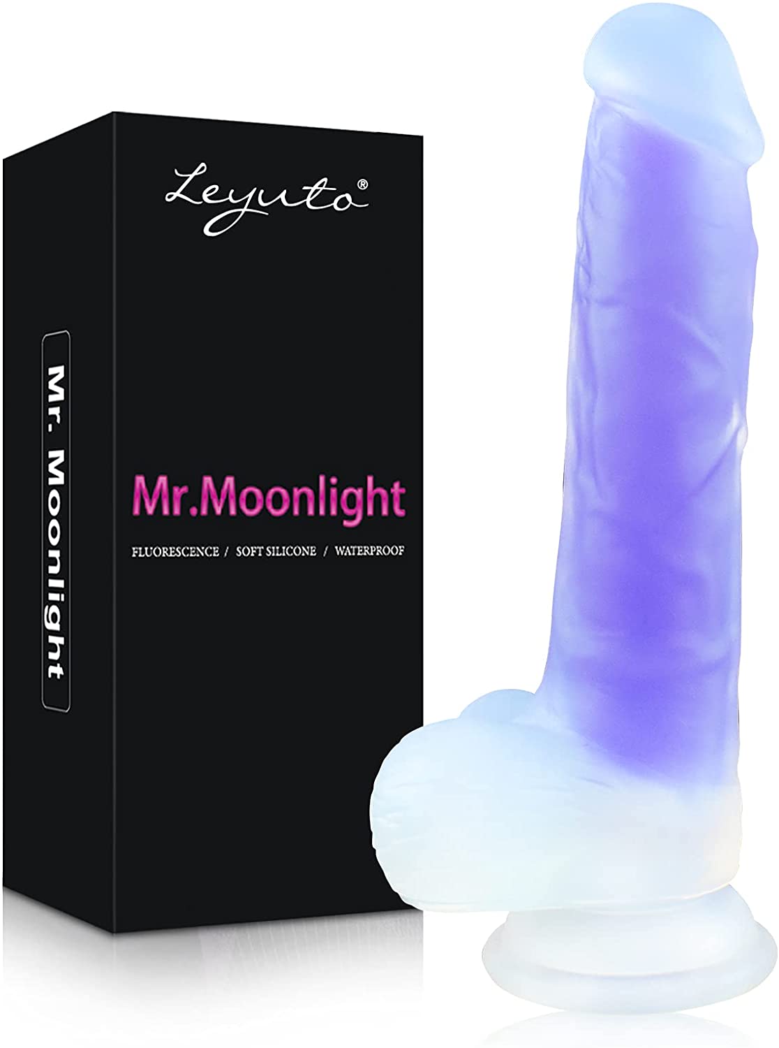 Luminous Realistic Dildo G-Spot Stimulator, 8"Silicone Lifelike Dildo with Strong Suction Cup Flexible for Vaginal Anal Play Sex Toys for Adults
