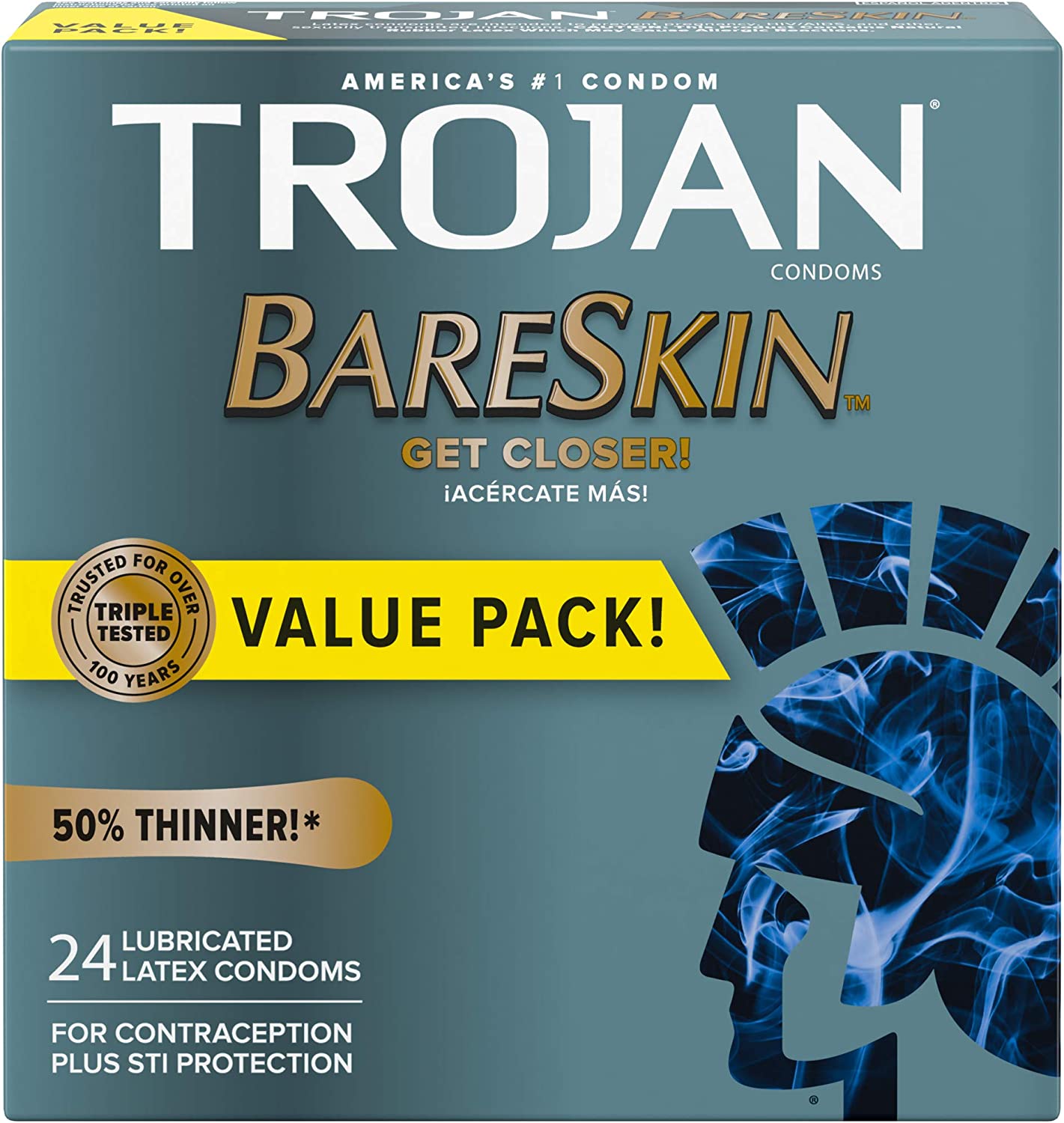 Trojan Bareskin Thin Premium Lubricated Condoms - 24 Count