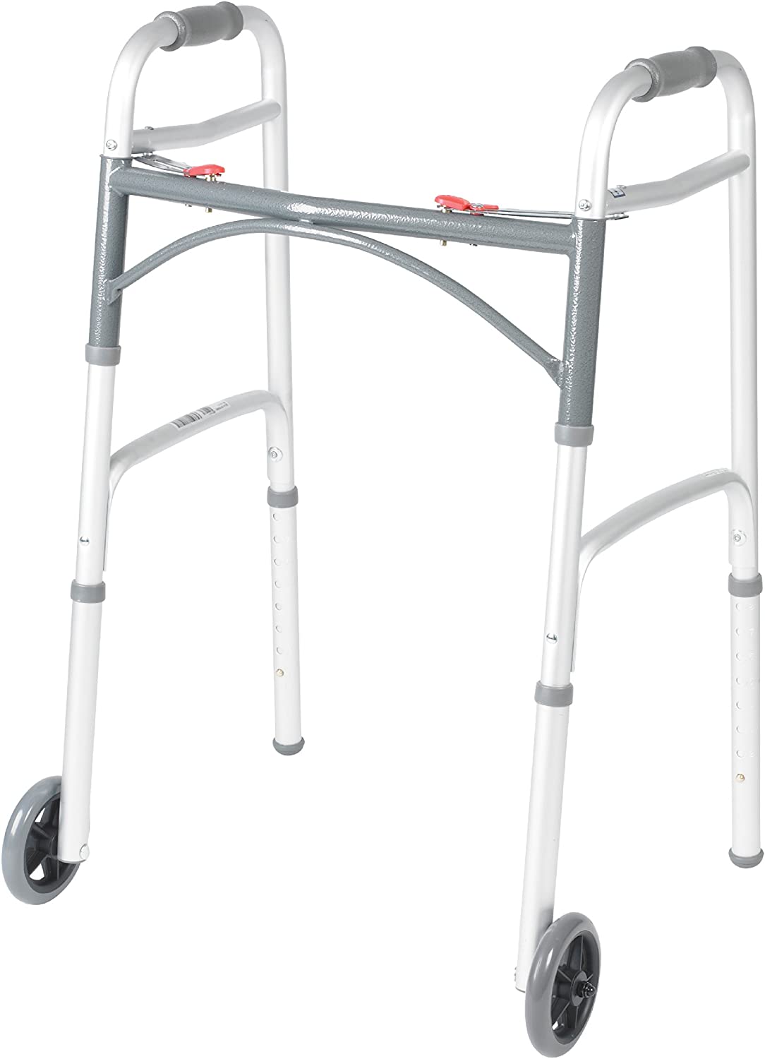 Drive Medical 10210-1 Deluxe 2-Button Folding Walker with Wheels