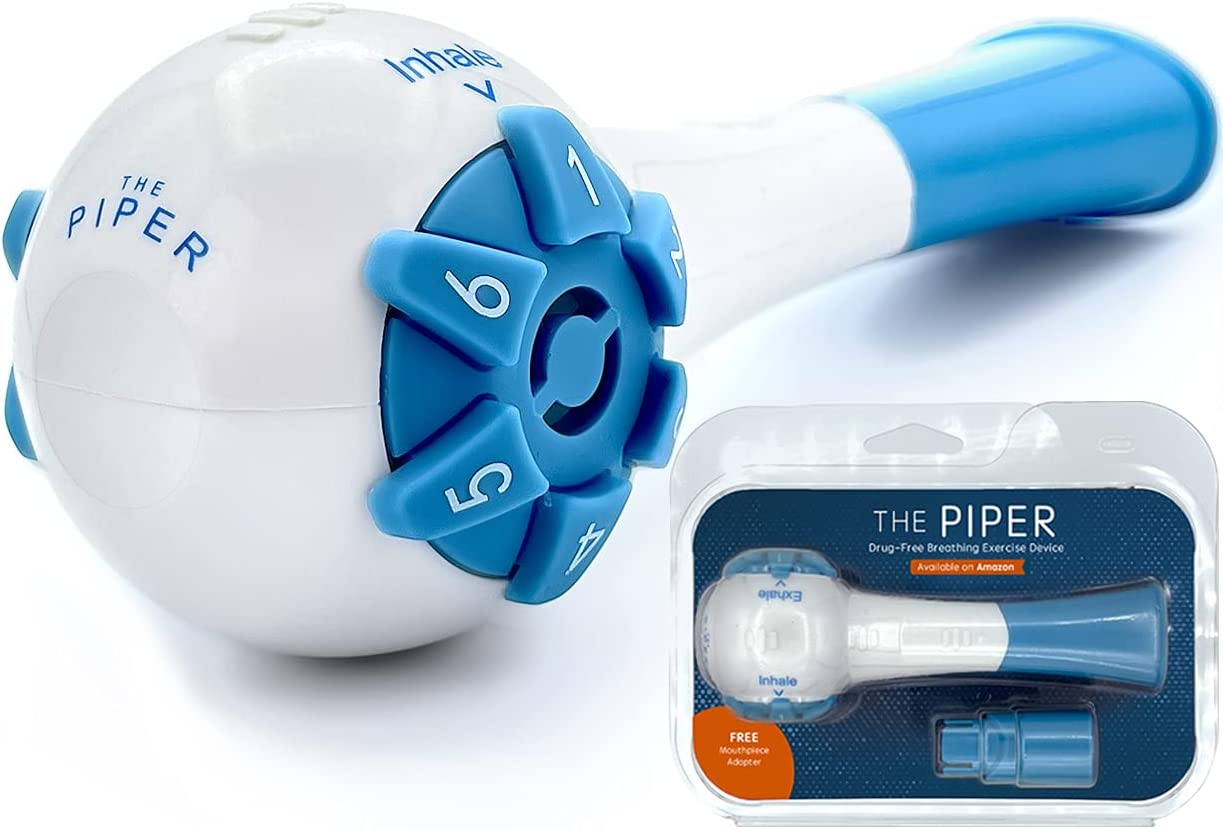 Piper Breathing Exercise Device for Lungs – Lung Exerciser Breathing Trainer for Respiratory Therapy, Inspiratory Expiratory Volumetric Exerciser for Natural Mucus Relief, Lung Health