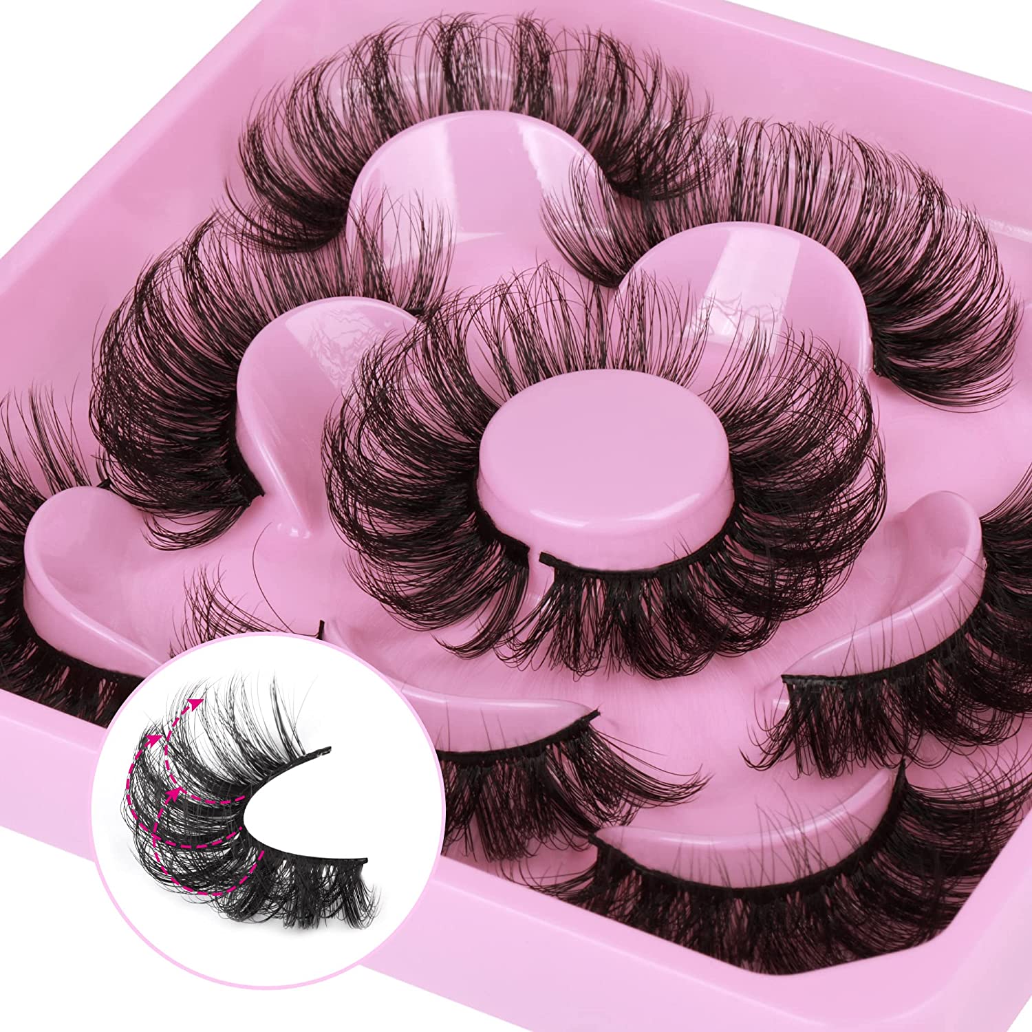 Focipeysa Lashes Mink Fluffy Dramatic False Eyelashes 20mm Long Faux Mink Eyelashes D Curl Wispy Fake Lashes Pack Look Like Extension