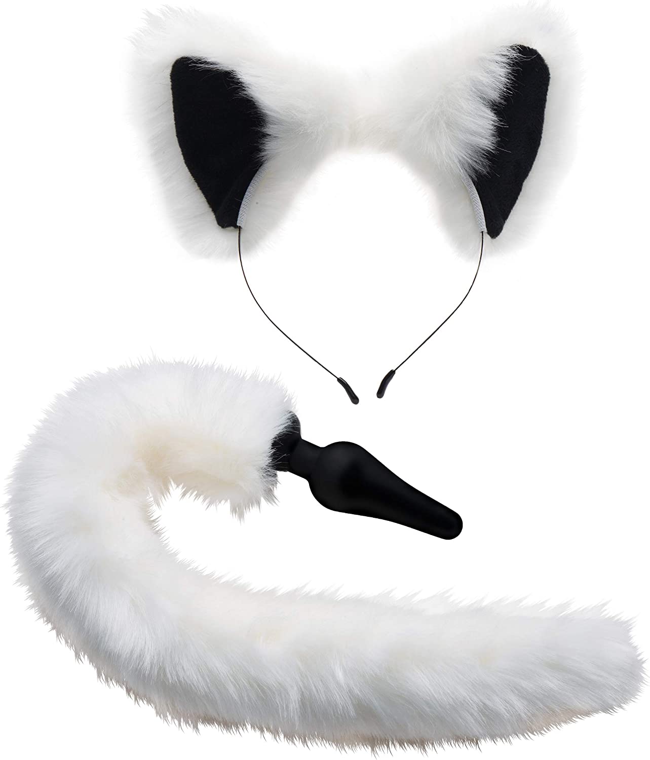 White Fox Tail Anal Plug and Ears Set