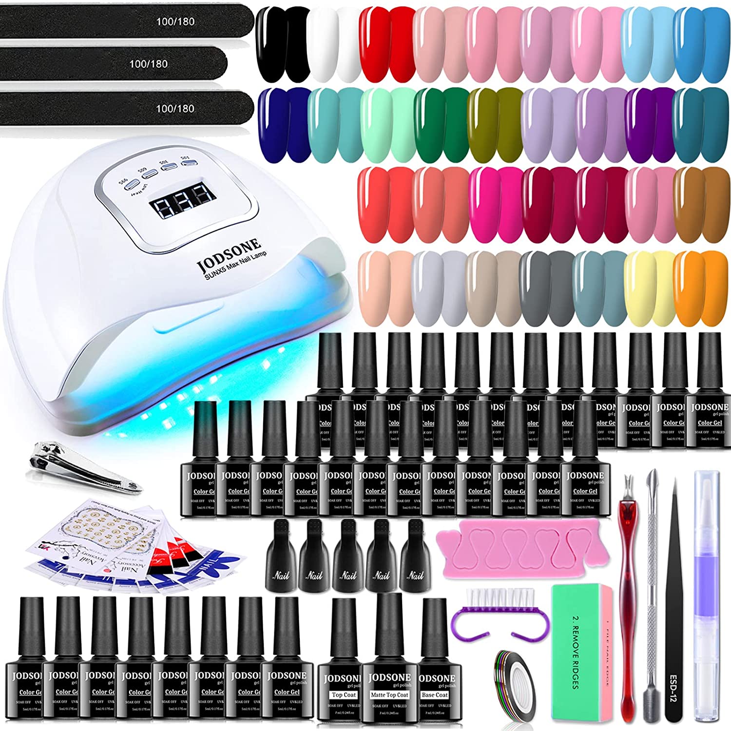 JODSONE Gel Nail Polish Kit with U V Light 32 Colors Gel Polish Nail Kit Soak Off Gel Nail Set Manicure Tools Nail Gel Kit Gifts for Women