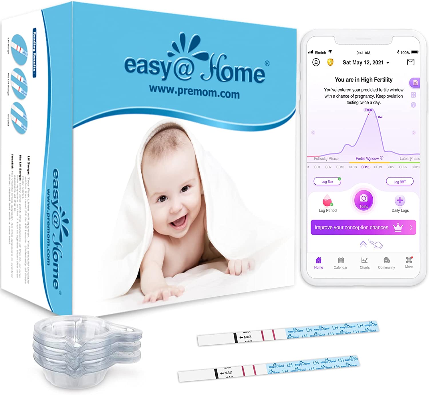 [email protected] Ovulation Test Predictor Kit : Accurate Fertility Test for Women (Width of 5mm), Fertility Monitor Test Strips, 50 LH Strips