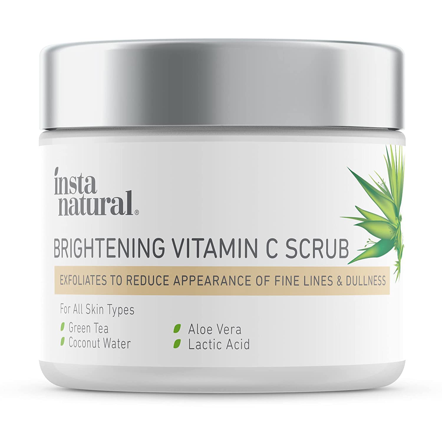 Vitamin C Face Scrub, Exfoliating Facial Cleanser with Green Tea, Coconut Water, and Aloe Vera for Brightening and Anti Aging