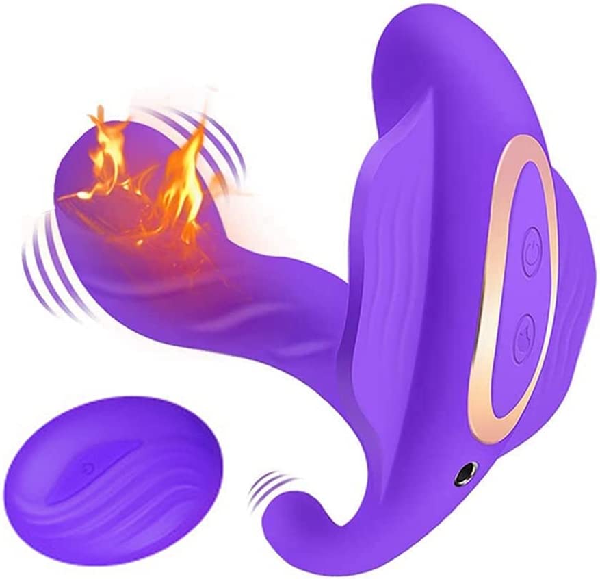 Vibrating Panties Wireless Remote Control Vibrator Clitorial G spot Butterfly Stimulator Smart Heating 10 Kinds Vibration Soft Flirting Dildo Vibrator Sex Toys for Women Couples(Purple)