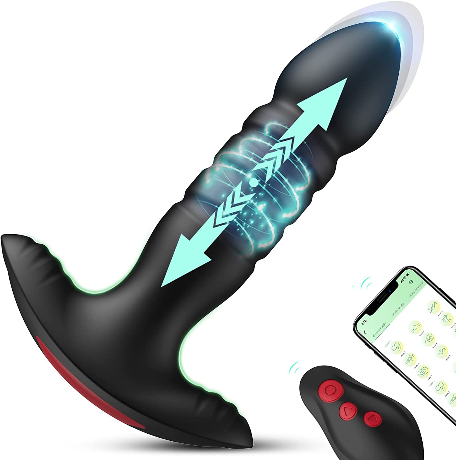 Anal Plug Vibrator with App Control Sex Toys for Men & Women-Prostate Massager with 7 Thrusting&Vibrating Modes Adult Sex Toys Thrusting Vibrator Anal Vibrator Butt Stimulator Plug for Male and Female