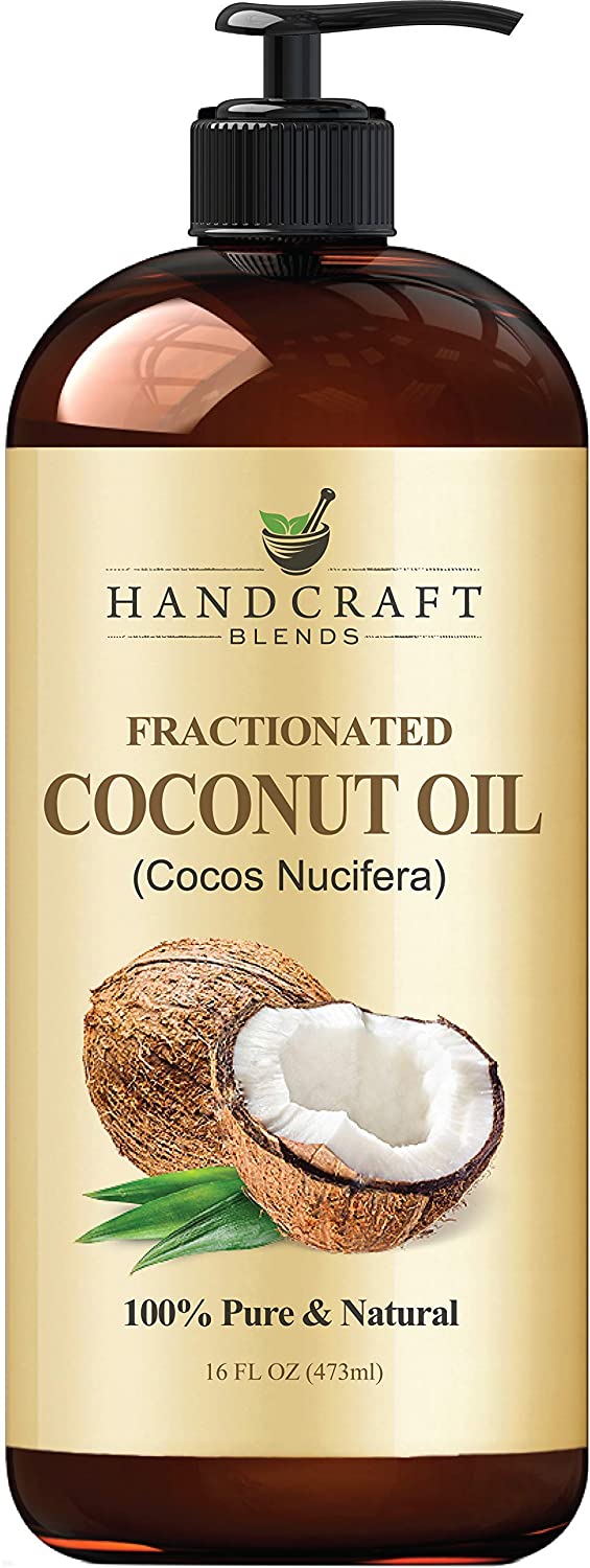 Handcraft Fractionated Coconut Oil - 100% Pure & Natural Premium Grade Coconut Carrier Oil for Essential Oils, Massage Oil, Moisturizing Hair Oil & Body Oil - 16 fl. Oz