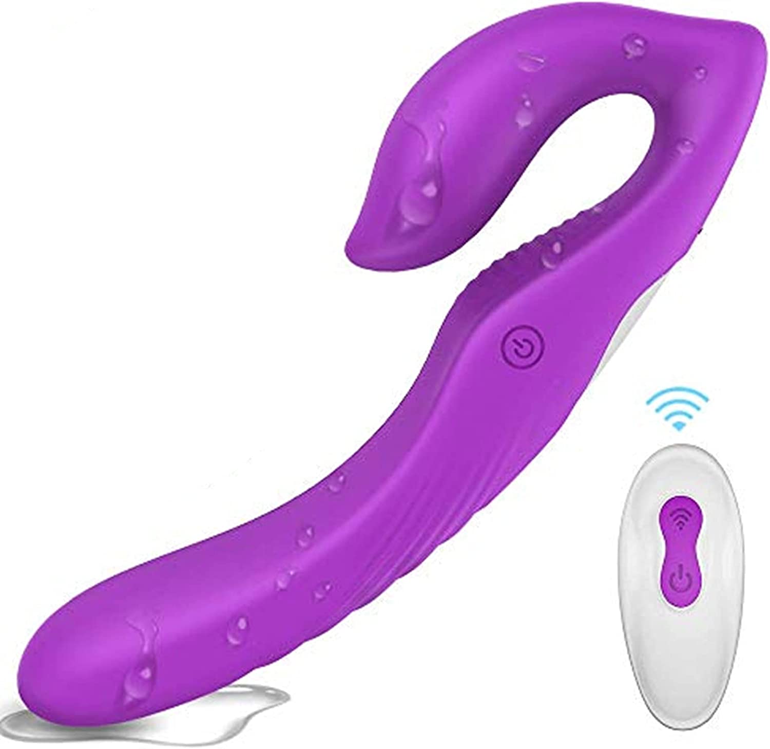 Remote Control Strapless Strap on Dildo Dual Vibrators, 9 Speed Rechargeable G-Spot Massager, Silicone Double Ended Dildos Sex Toys for Lesbian Women Couples (Purple)