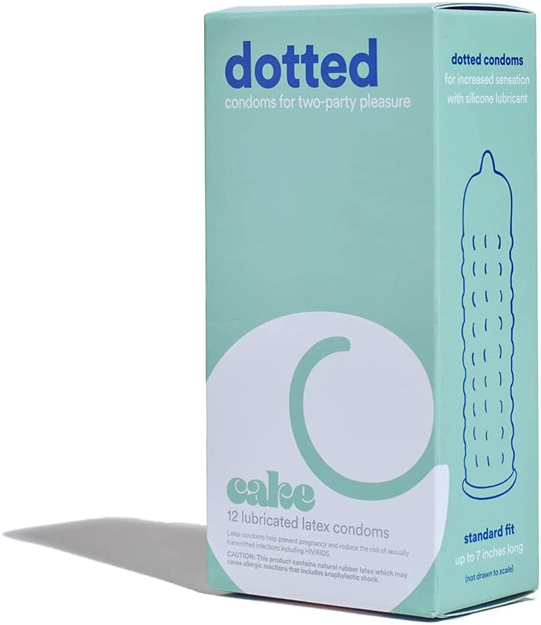 Hello Cake Dotted Condoms, Lubricated Natural Latex, Unique Dotted Texture – Condoms for Men - Natural Rubber Latex, Premium Silicone Lubricant, Chemical Free – 12 Count