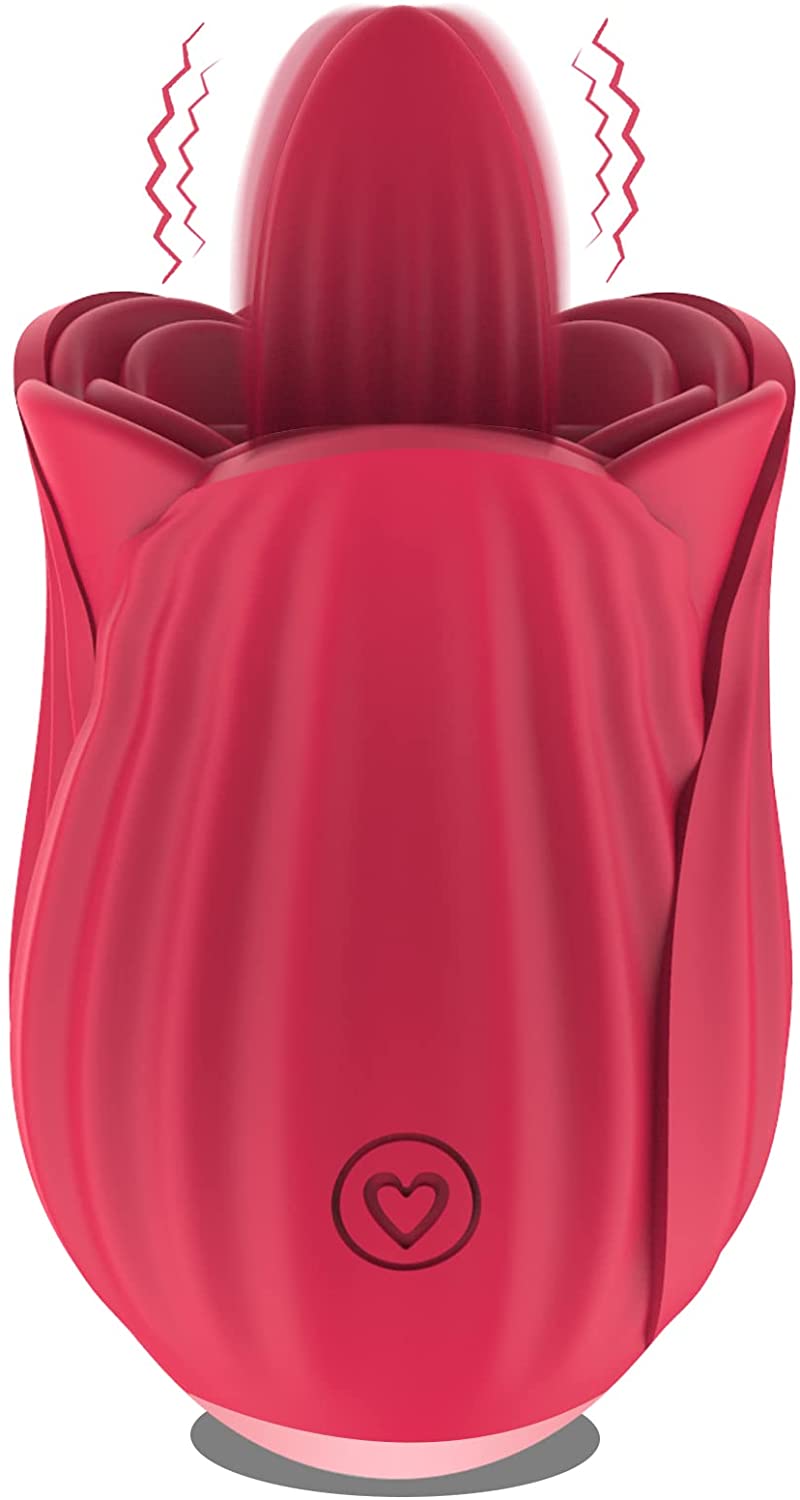 Clitorals Stimulator Licking Vibrator for Women: Rose Vibrator Clit Stimulator Nipple Licker Sex Toys for Women Pleasure with 10 Powerful Licking Modes 10 Vibrations, Red